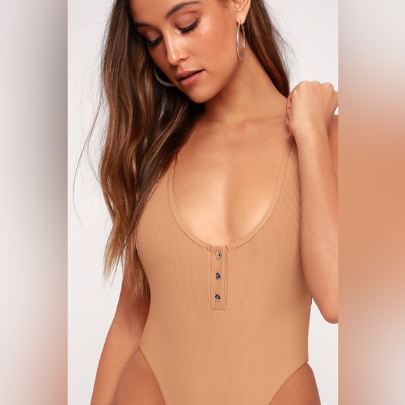 Adele Nude Ribbed High-Cut One-Piece Swimsuit - Picture 4 of 6